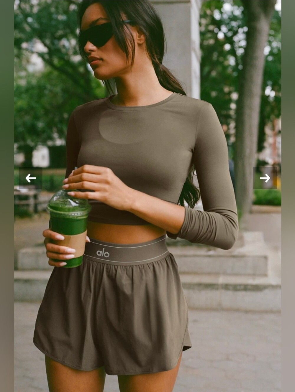 ALO Yoga Olive Green Long-Sleeve Crop Top